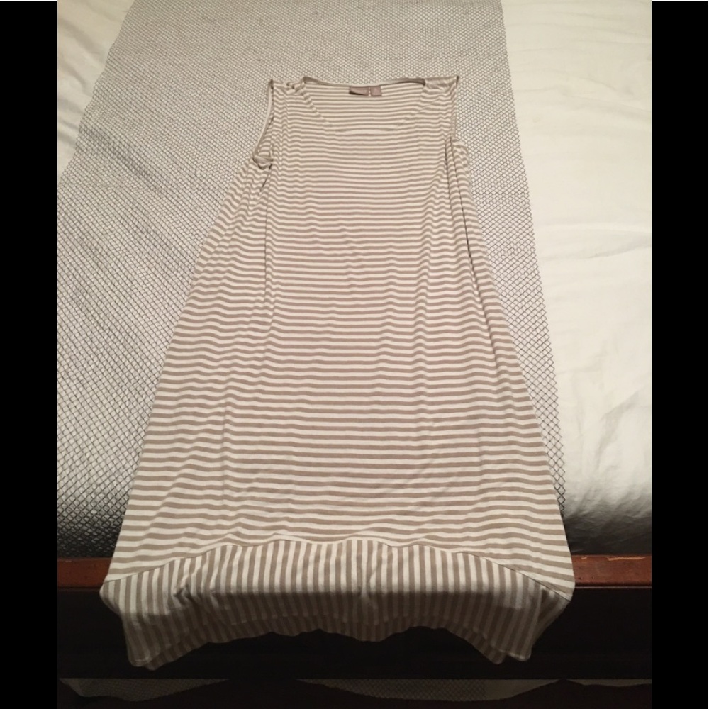 Chico’s tan/white striped sleeveless dress